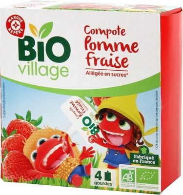 Compote de fraise allégée en sucre gourde bio 4 x 90 g - نتاج - fr