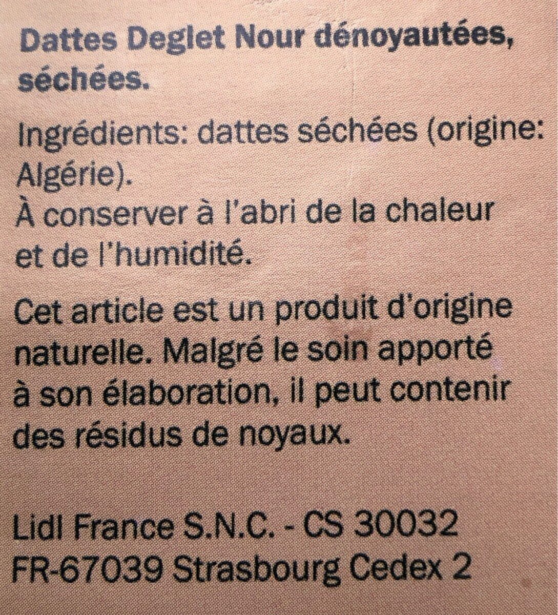 Dates Deglet Nour - المكونات - fr